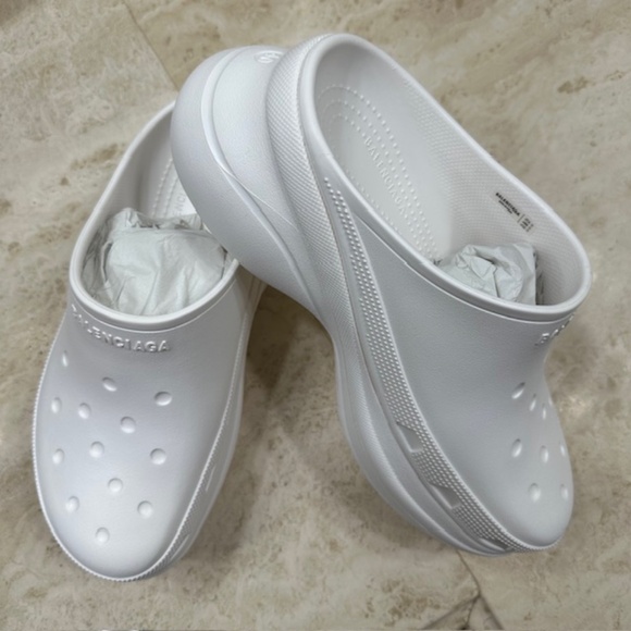 Balenciaga Rubber Crocs Mule Platform Clogs White🌸 - Picture 6 of 12